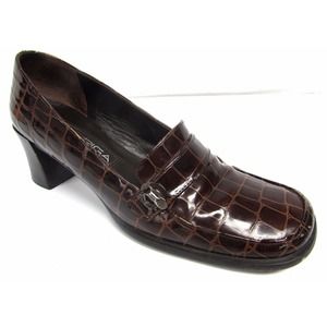 Via Spiga women's 7 M brown leather clogs loafers shoes medium heel